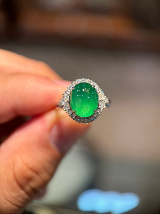 Icy Green Cabochon Ring (R136)