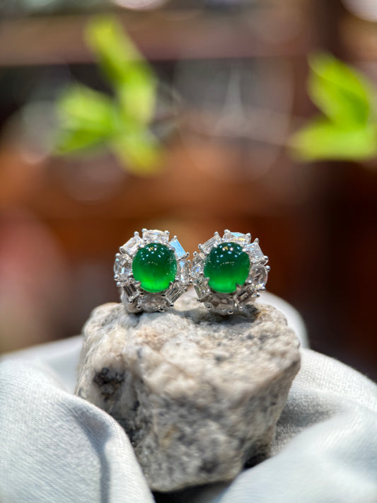 Green Cabochon Earring (E305)