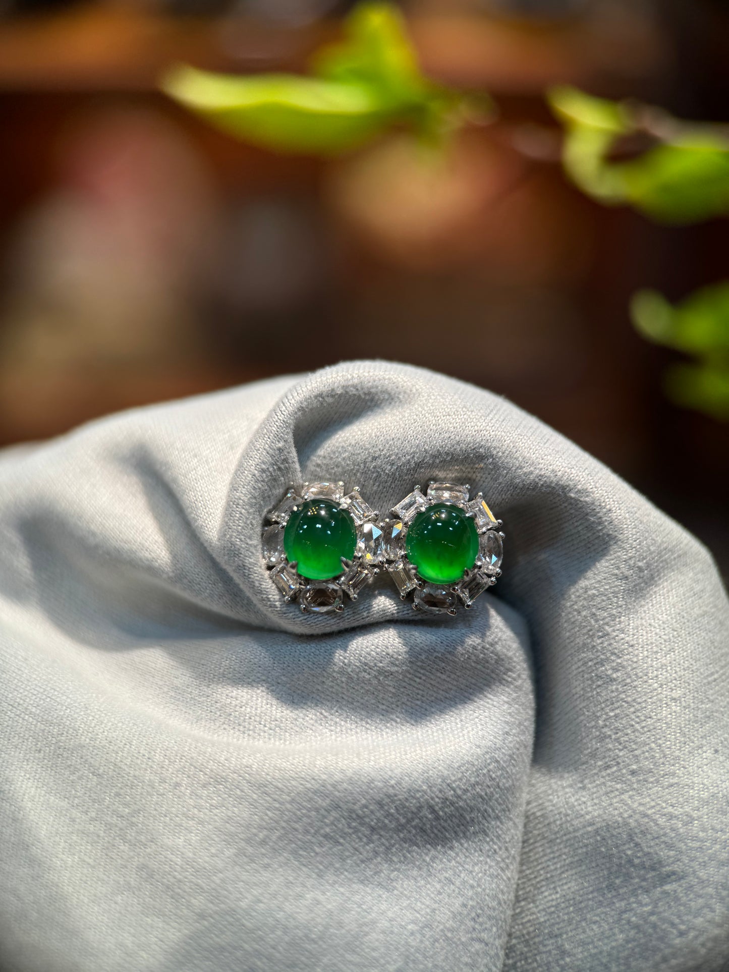 Green Cabochon Earring (E305)