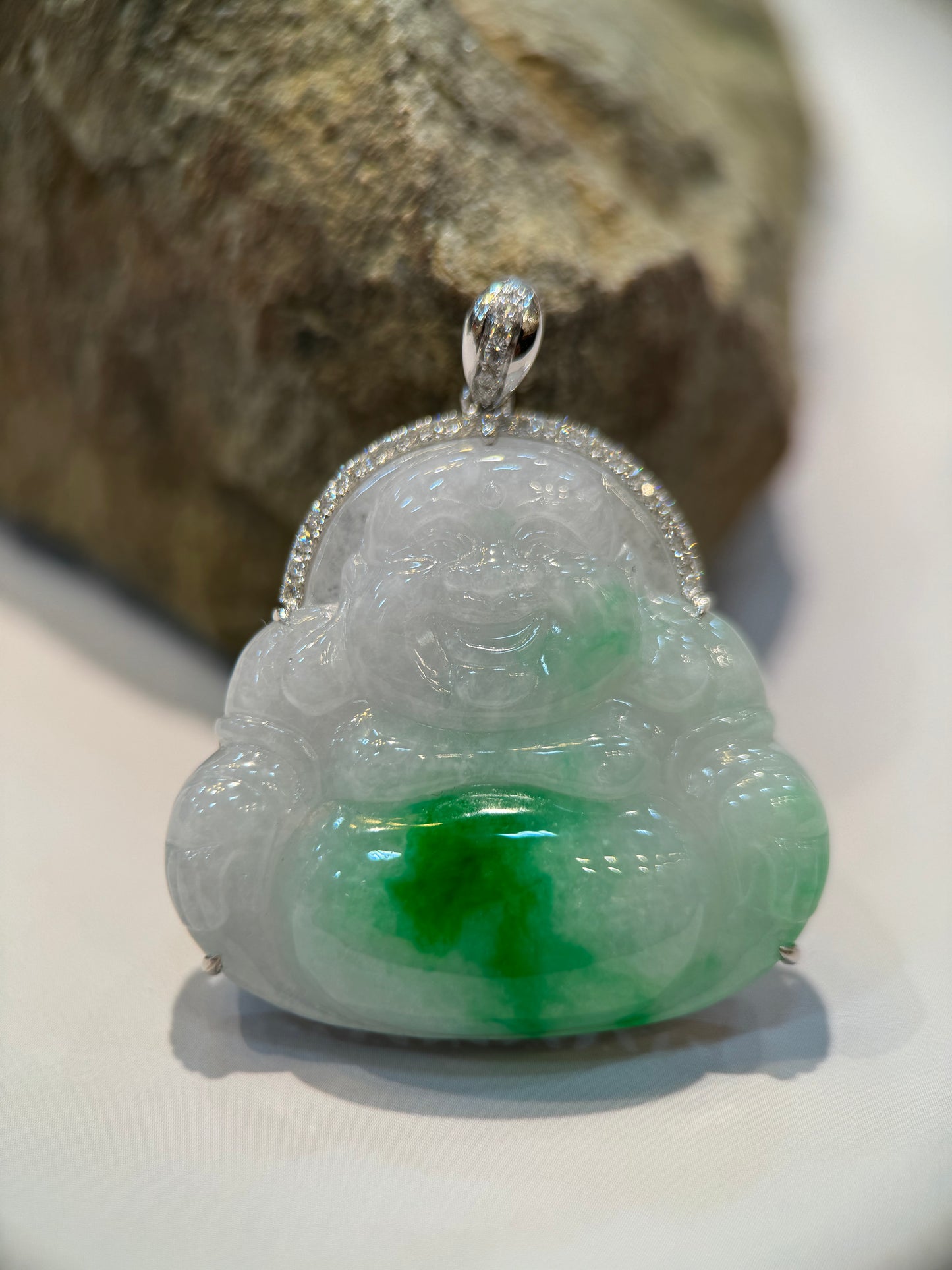 Green Laughing Buddha Pendant (P122)