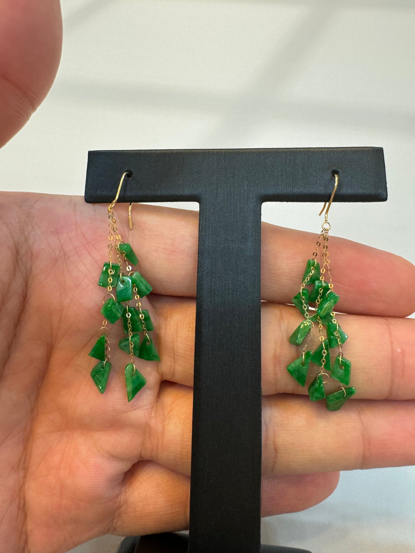 Irregular Shape Green Earring (E307)