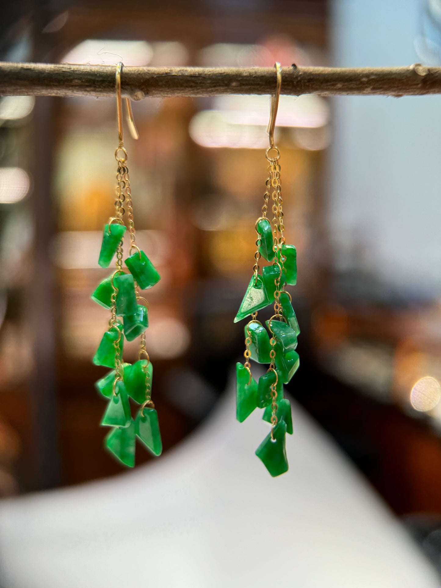 Irregular Shape Green Earring (E307)