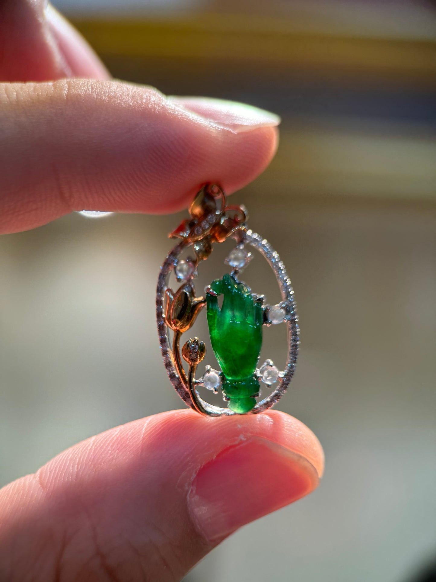 Green Buddha Hand Pendant (P124）