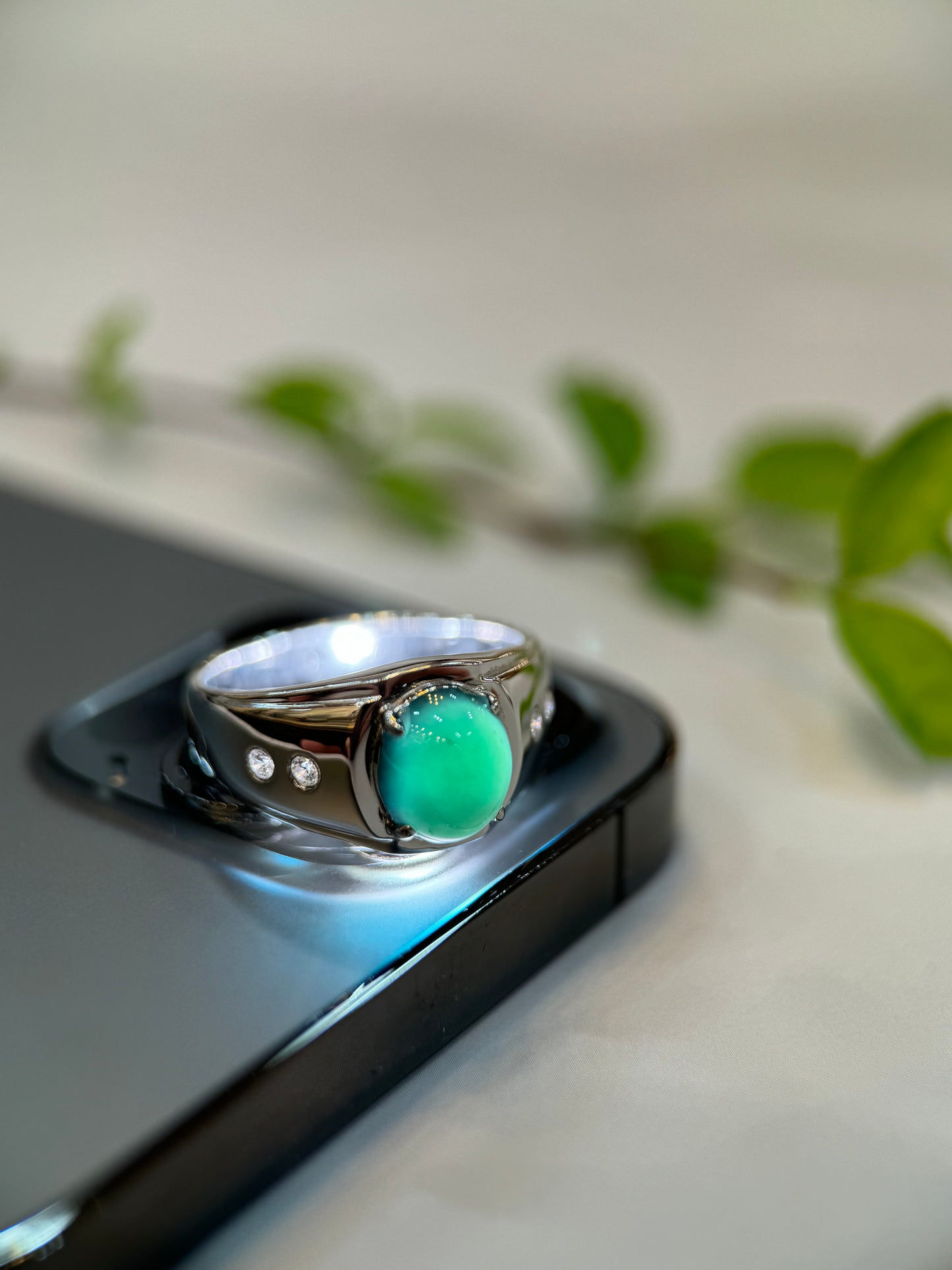 Omphacite Cabochon Ring (R125)