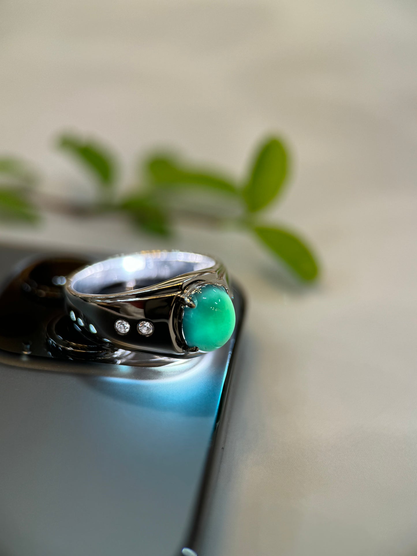 Omphacite Cabochon Ring (R125)