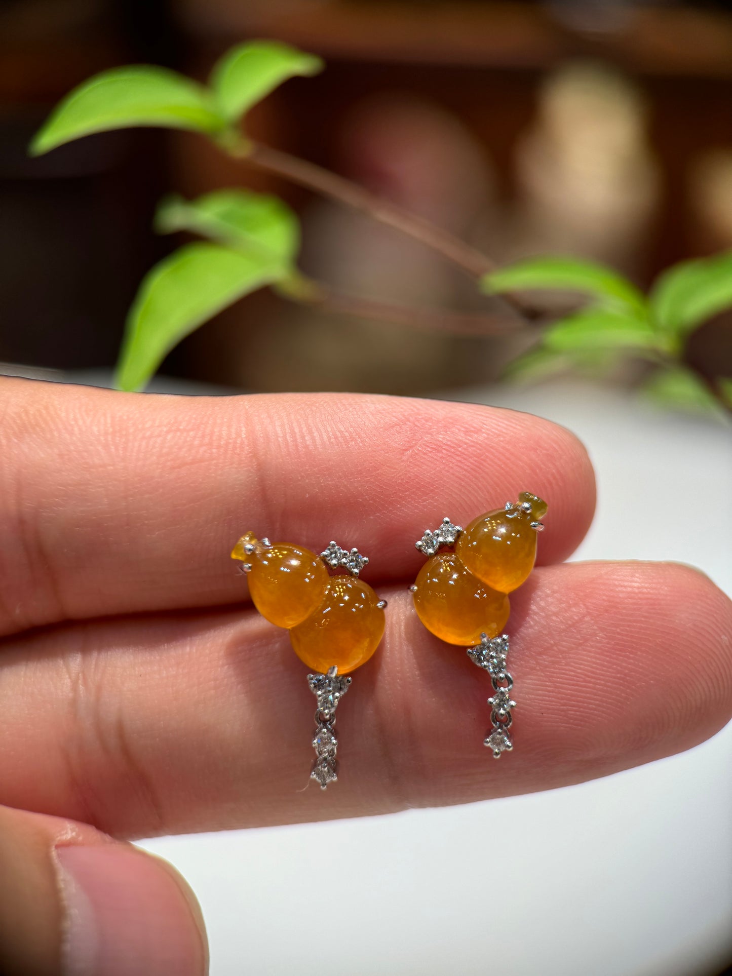 Vivid Honey Gourd (葫芦）Ear Studs (E310)