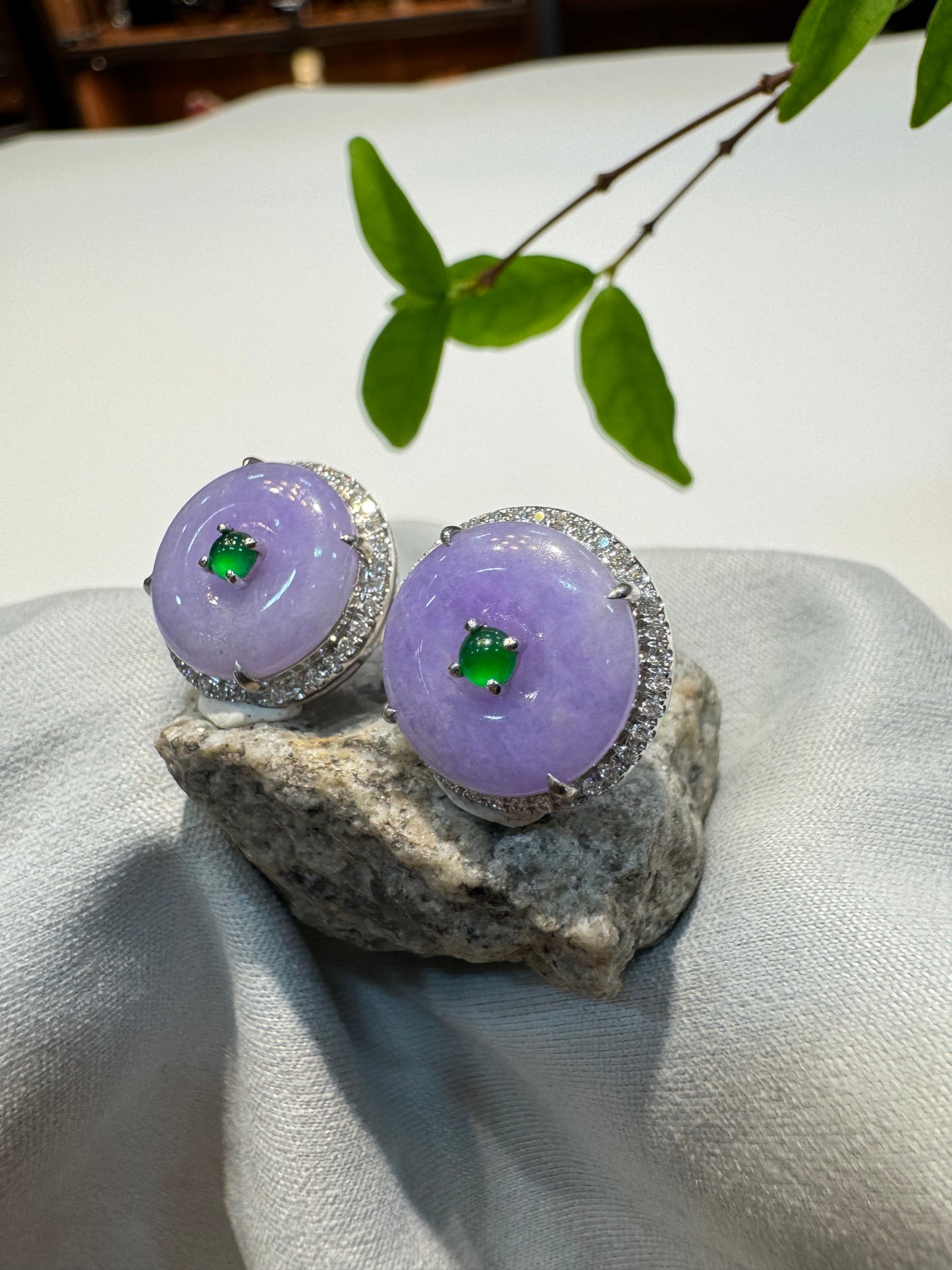 Lavender Safety Coin Ear Studs (E311)