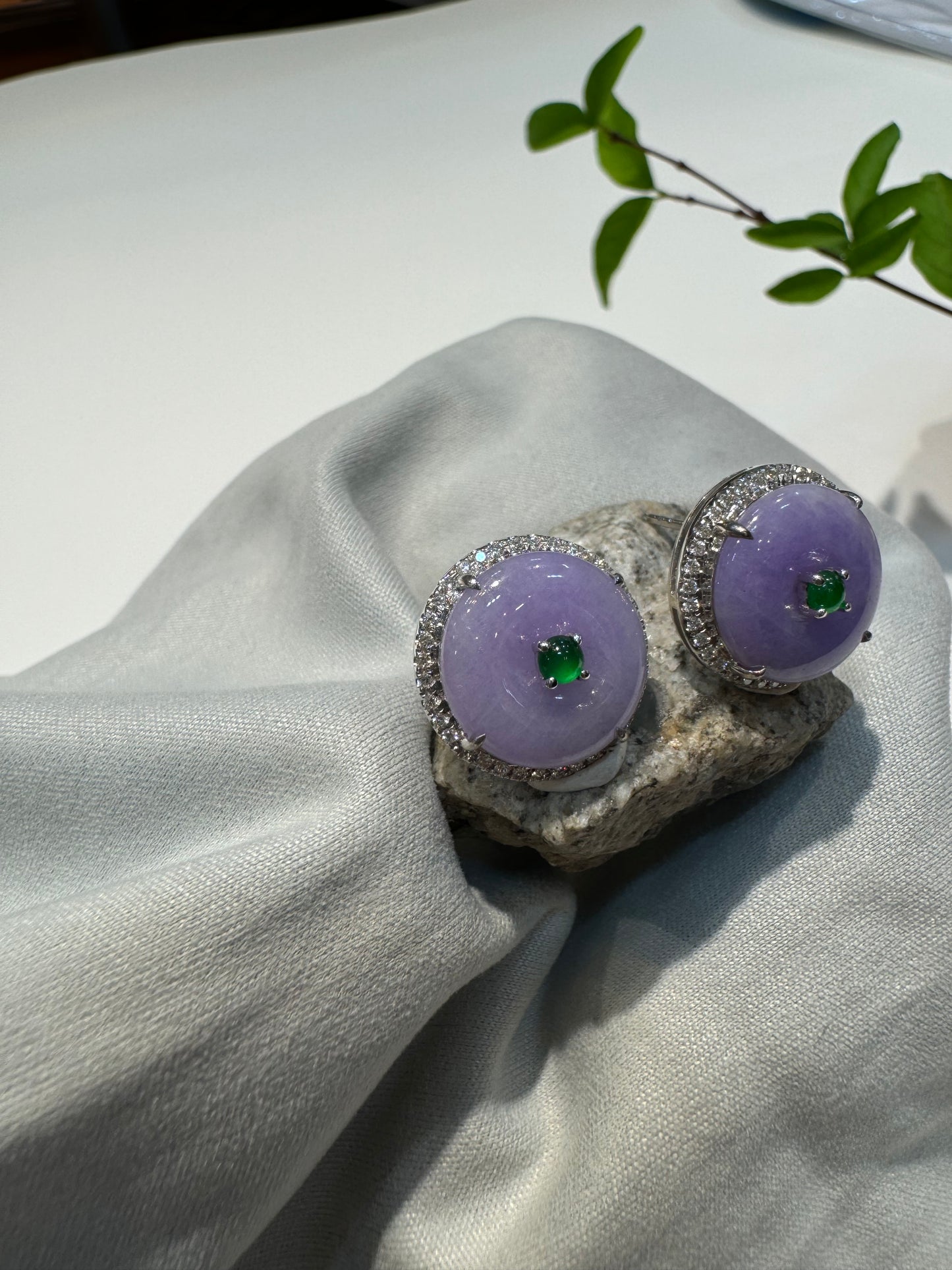 Lavender Safety Coin Ear Studs (E311)