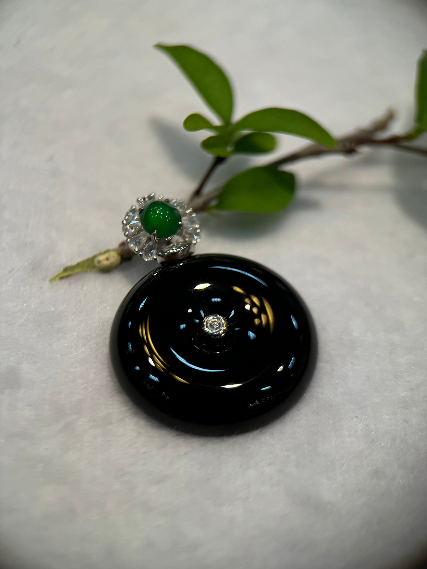 Omphacite Safety Coin Pendant (P126)