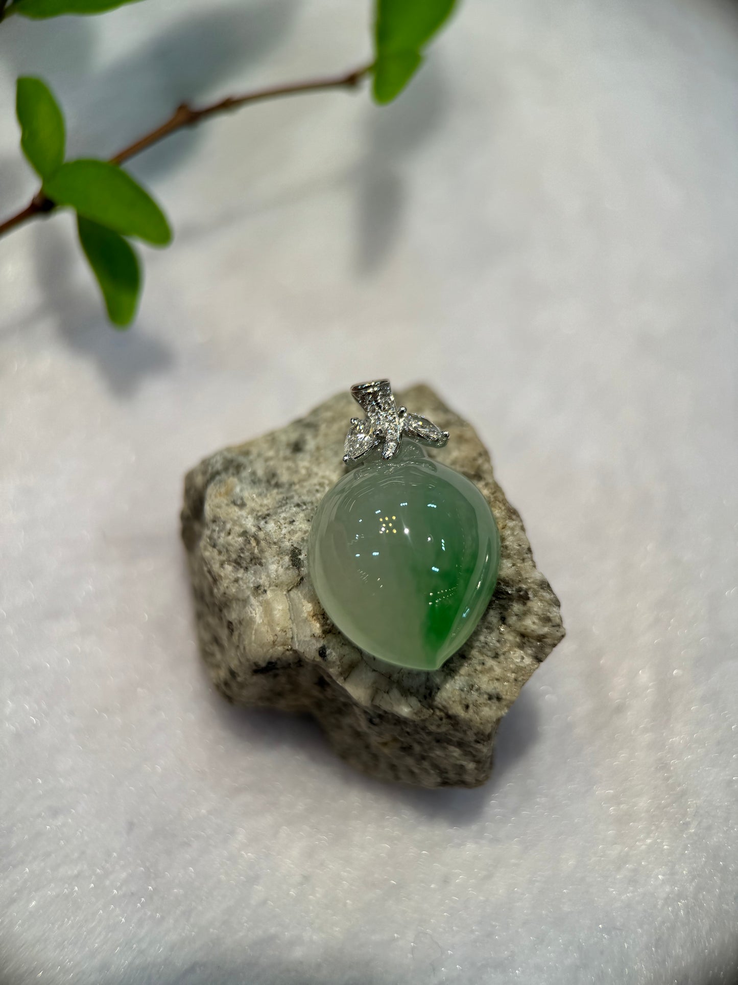 Icy Green Peach Pendant (P127)