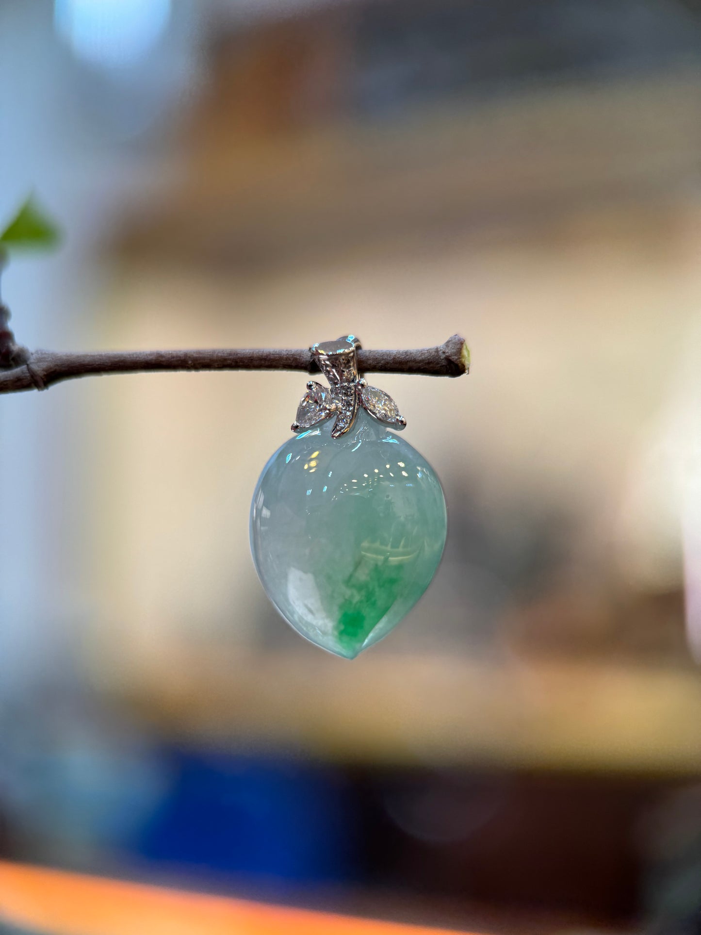 Icy Green Peach Pendant (P127)