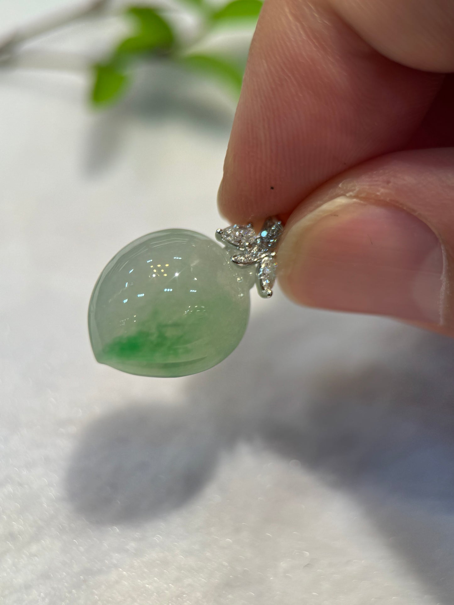 Icy Green Peach Pendant (P127)