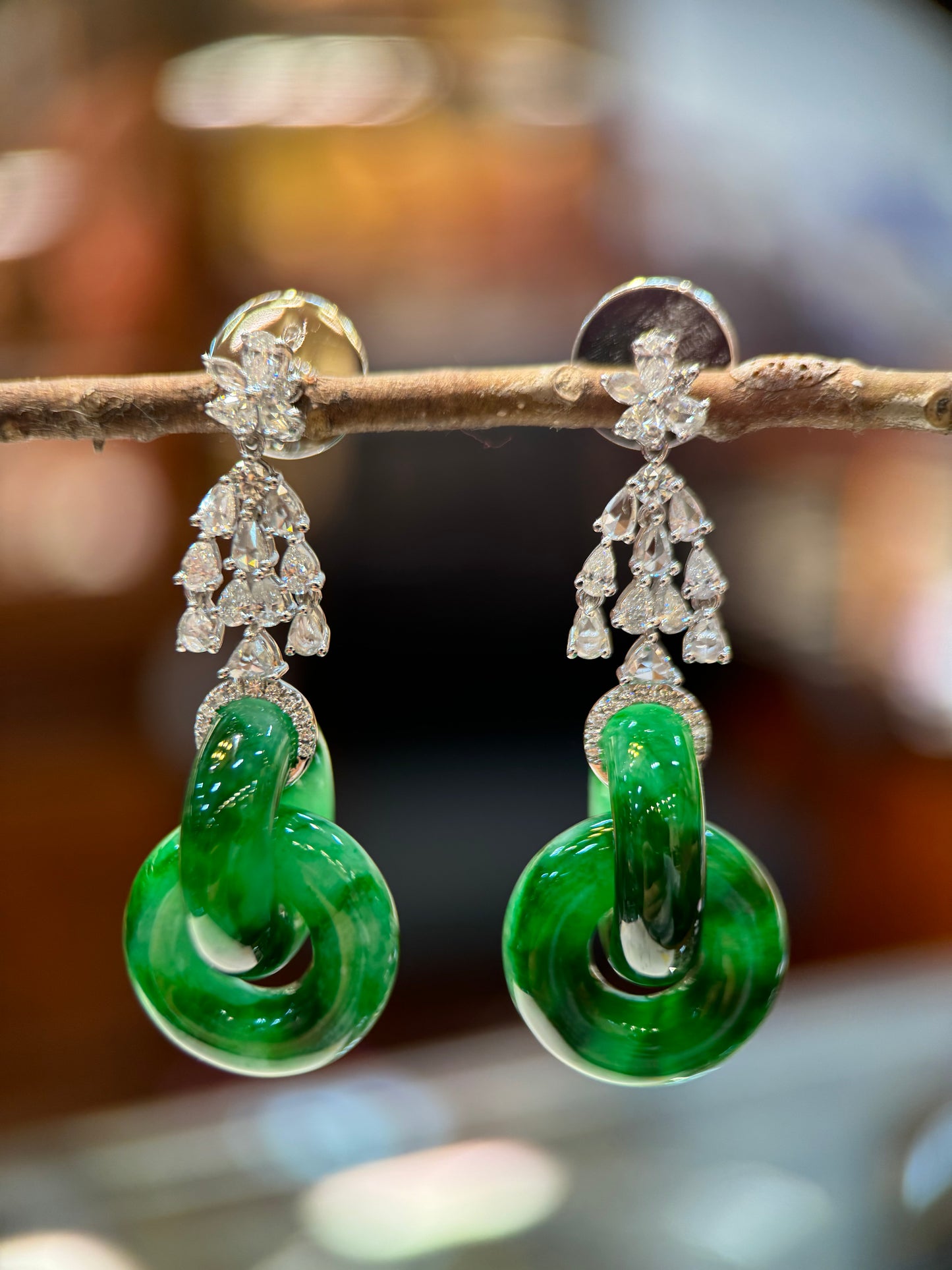 Icy Green Double Loops Earring (E314)