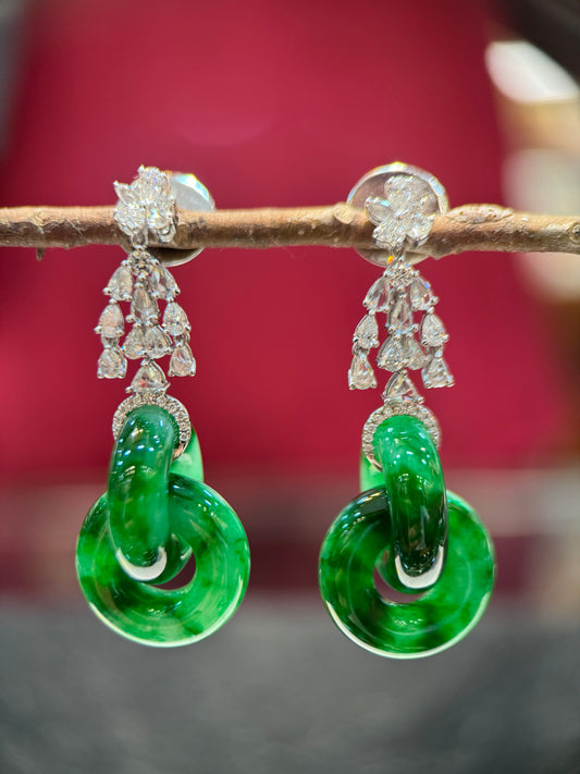 Icy Green Double Loops Earring (E314)