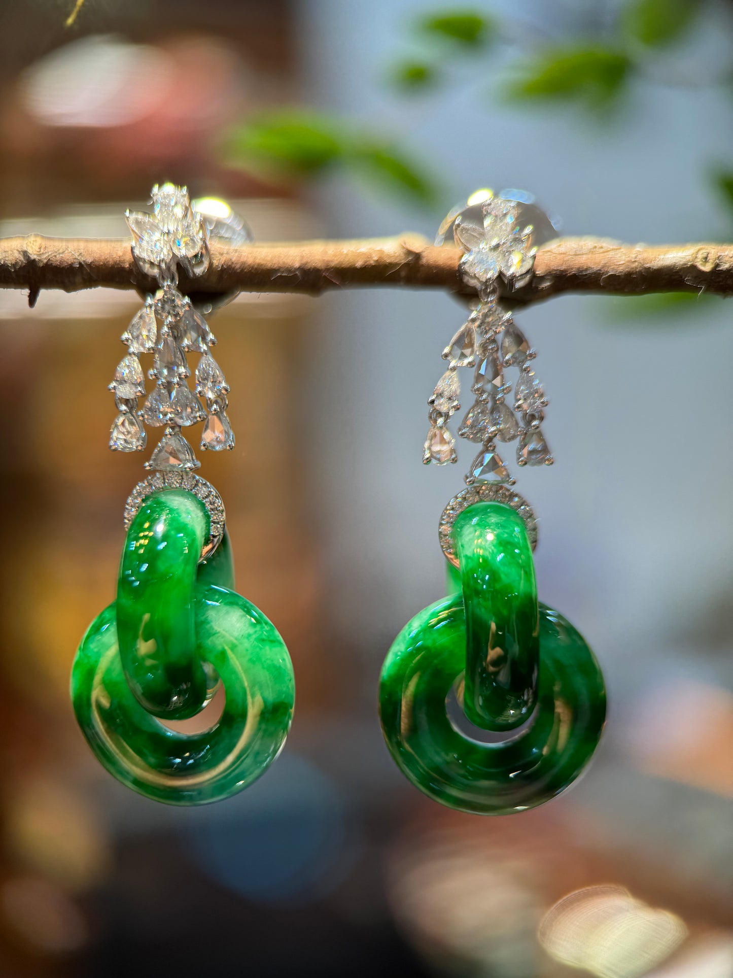 Icy Green Double Loops Earring (E314)