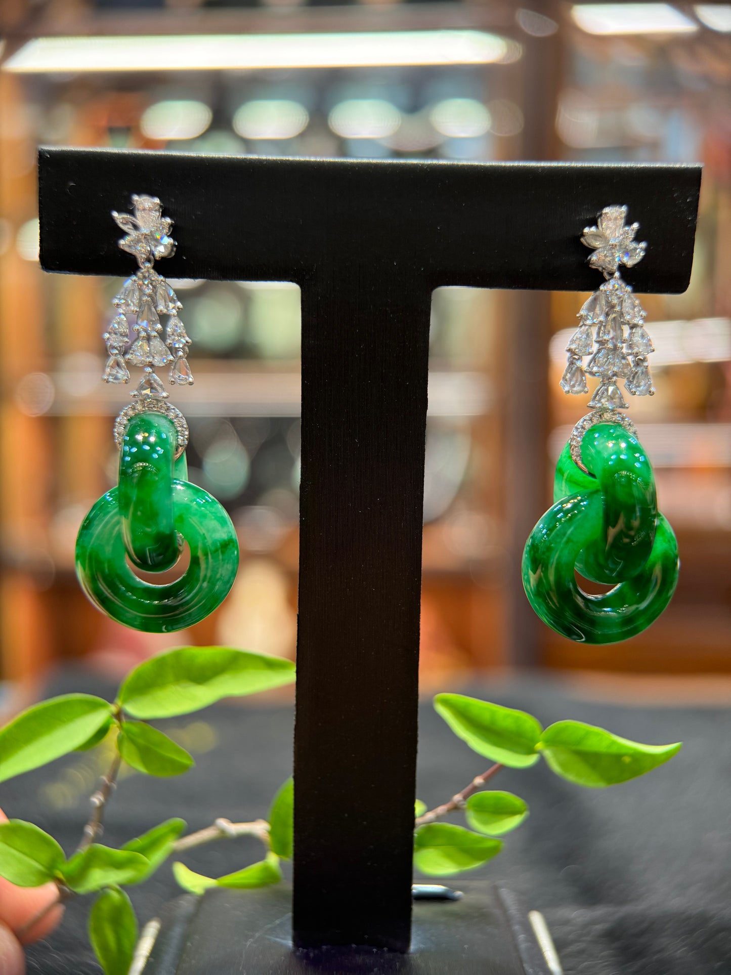 Icy Green Double Loops Earring (E314)