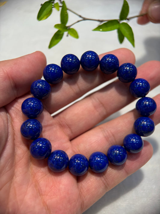 Lapis Lazuli Round Beads Bracelet (B008）