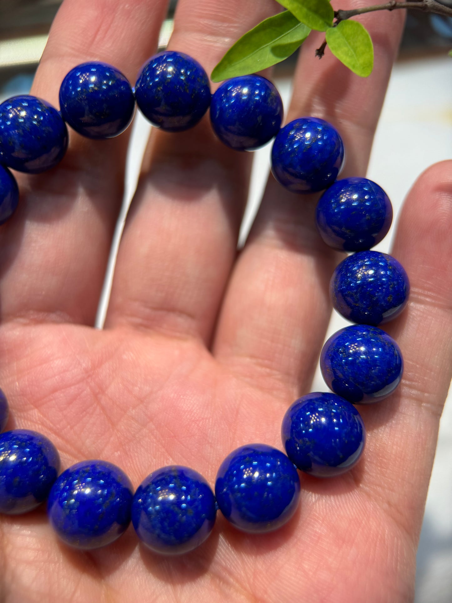 Lapis Lazuli Round Beads Bracelet (B008）