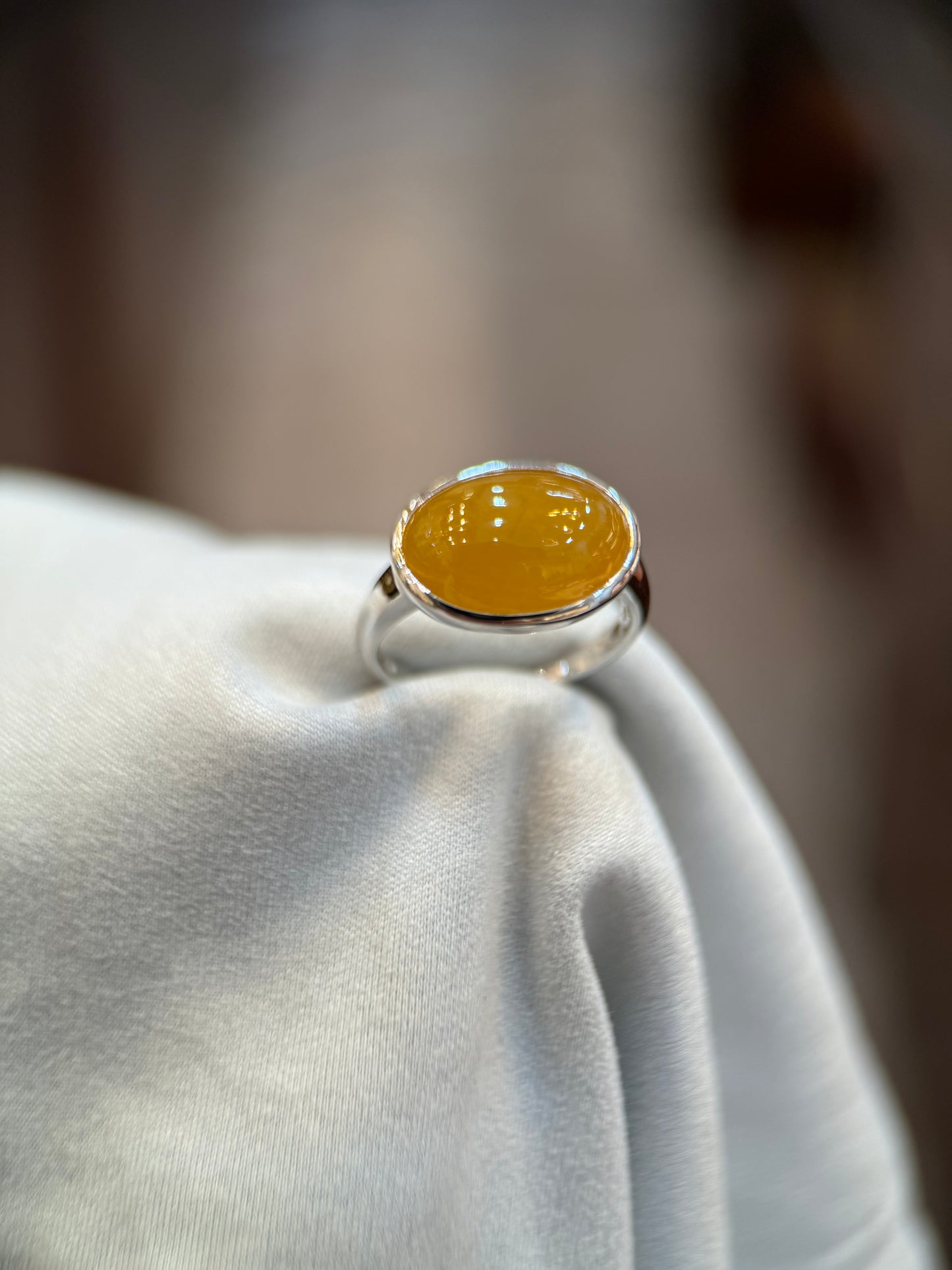 Honey Cabochon Jade Ring (R110)