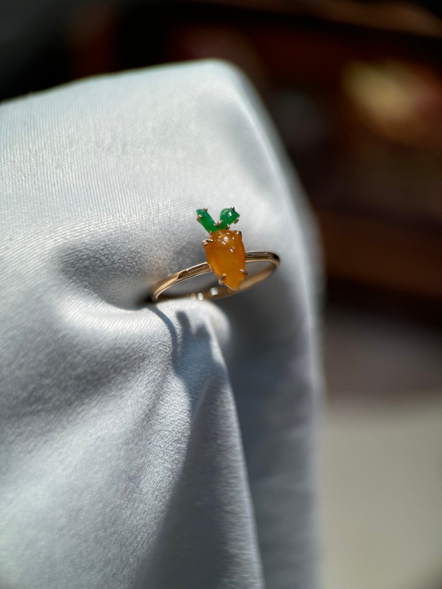 Honey Carrot Jade Ring (R111)