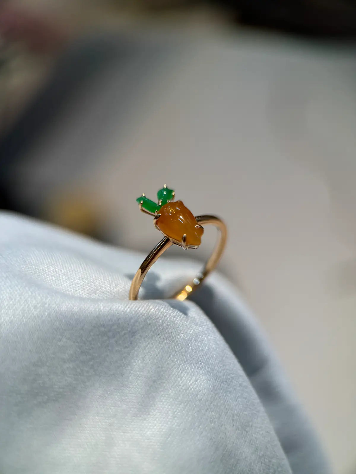 Honey Carrot Jade Ring (R111)