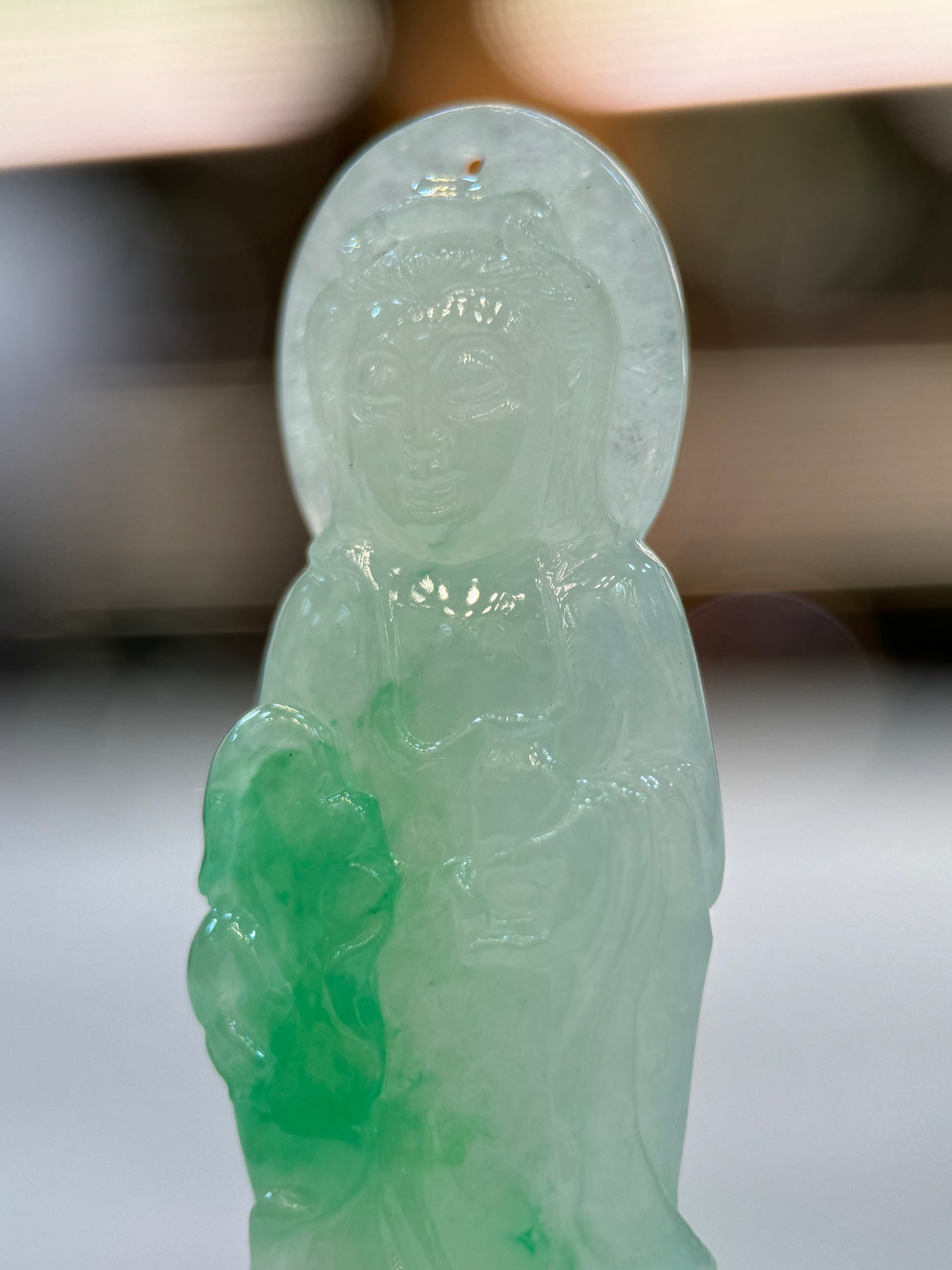 Icy Green Goddess of Mercy Pendant (P117)