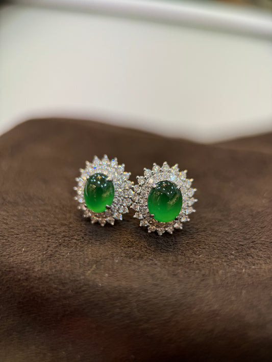 Green Cabochon Earring (E301)