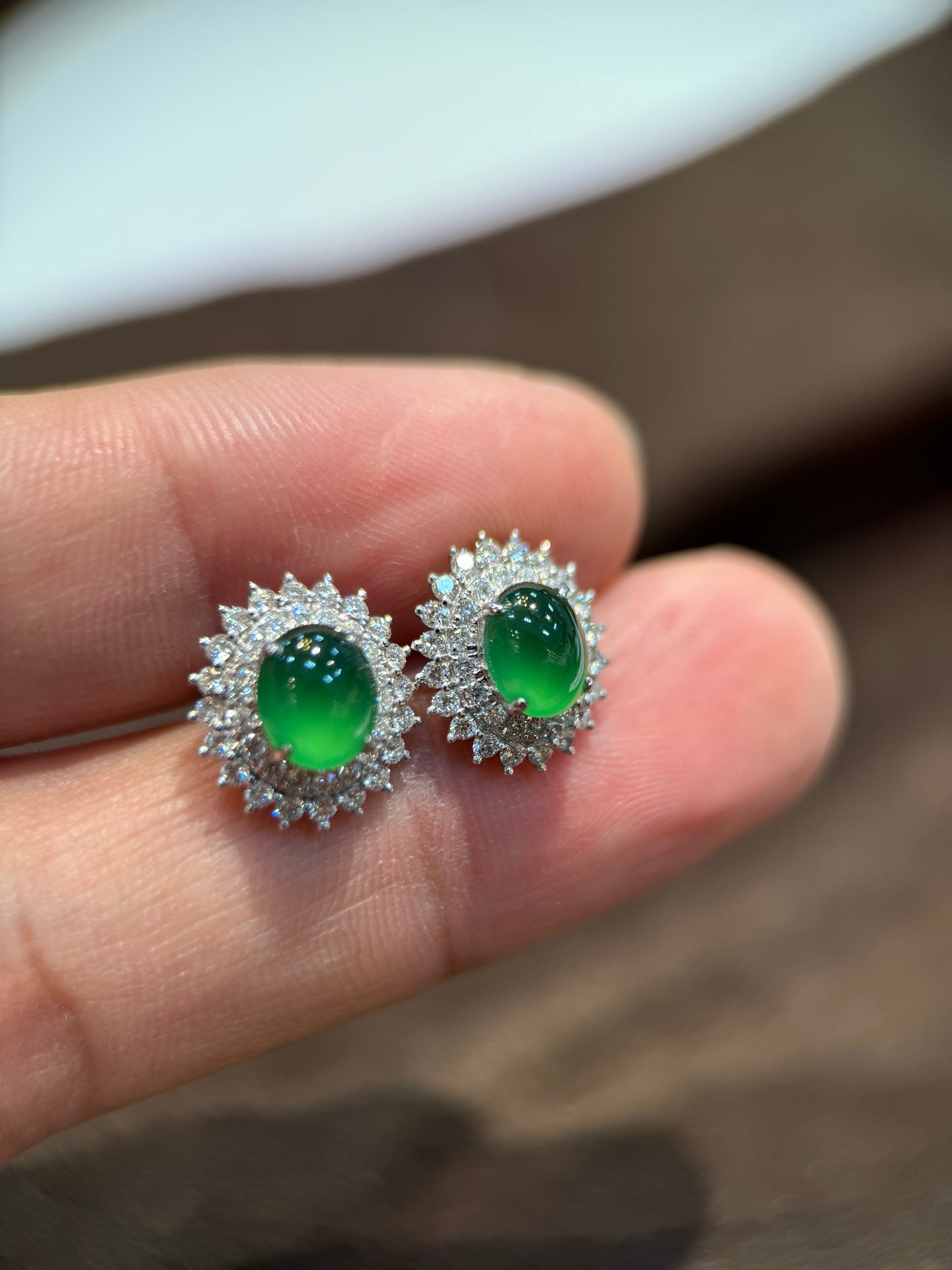 Green Cabochon Earring (E301)