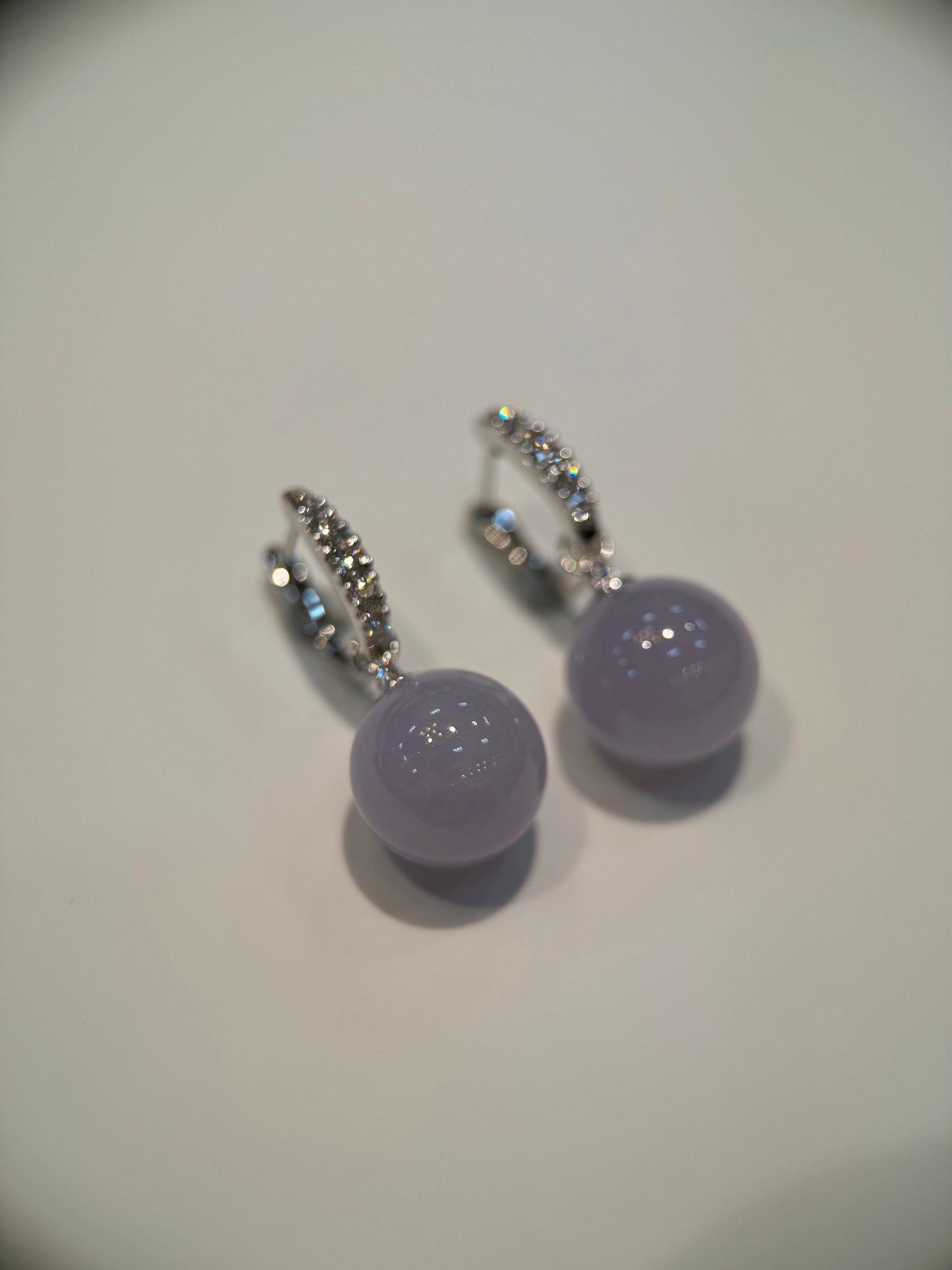 Lavender Round Beads Earring (E303)