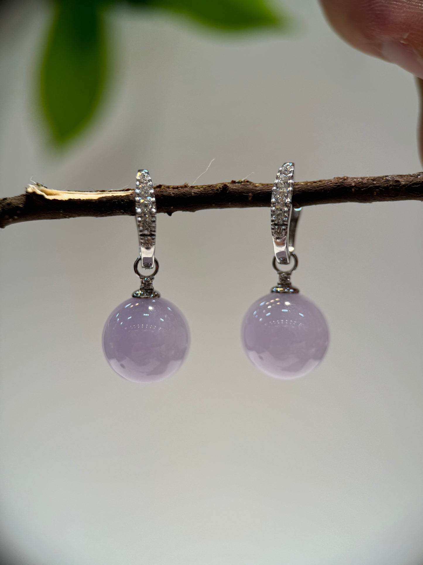 Lavender Round Beads Earring (E303)