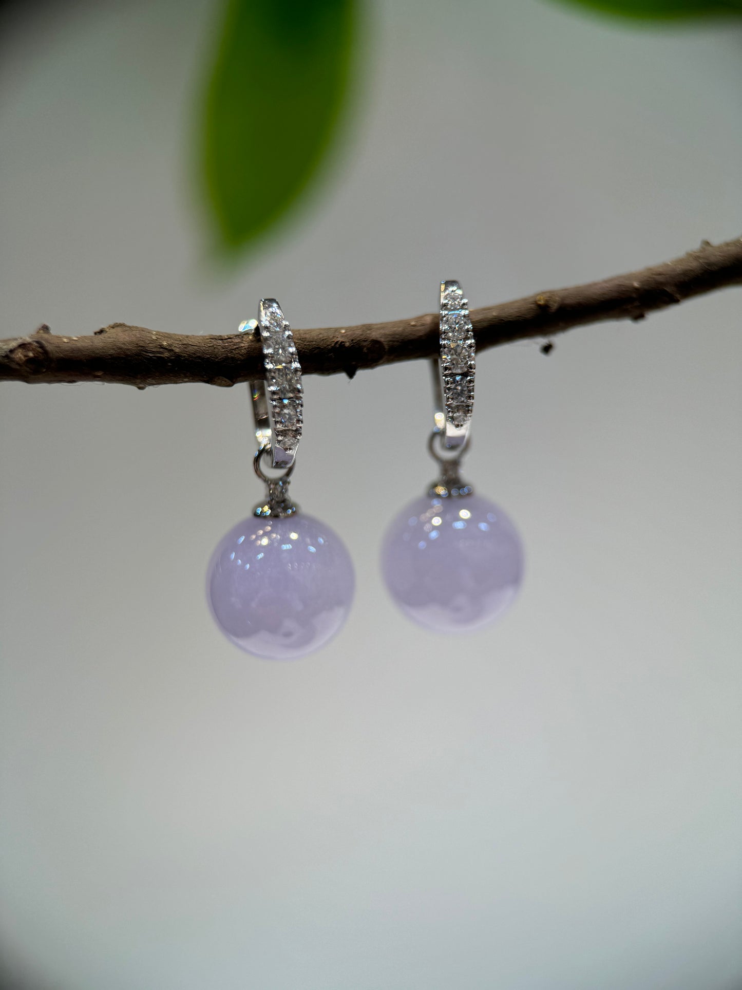 Lavender Round Beads Earring (E303)