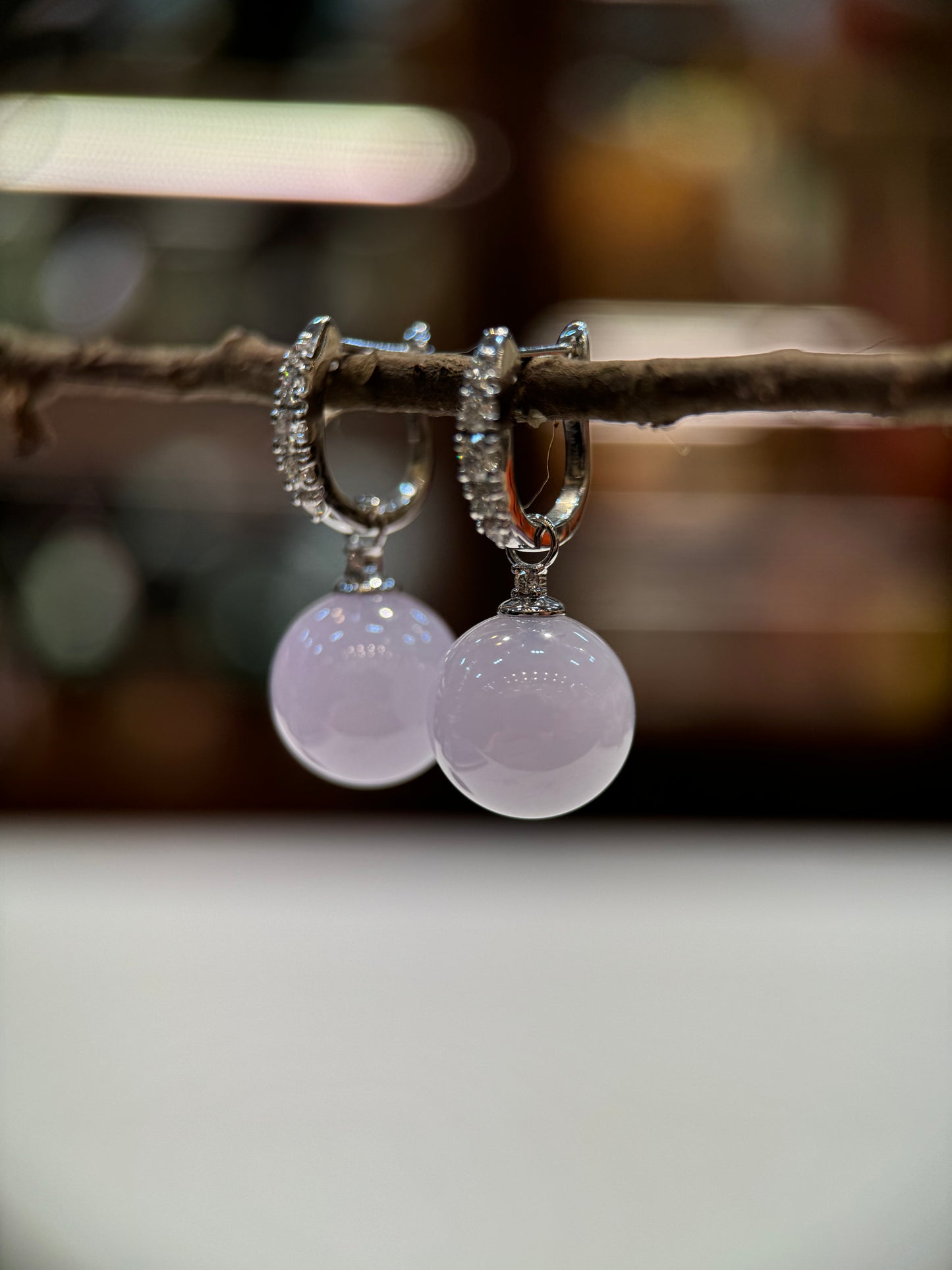 Lavender Round Beads Earring (E303)